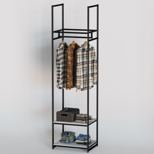 Стеллаж для магазина с белой полкой A2260-07(ч/б) Стеллаж для магазина с белой полкой A2260-07(ч/б)