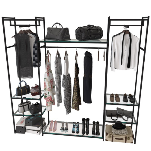 Стеллаж для магазина со стеклянной полкой KC2210(черн)