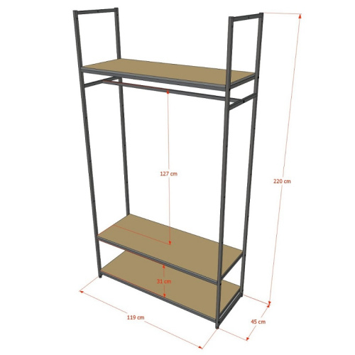 Стеллаж для магазина с полкой из стекла AС22120-14(черн) фото 3