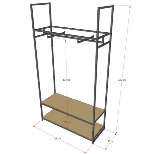Стеллаж для магазина с черной полкой A22120-06(ч/ч) фото 3