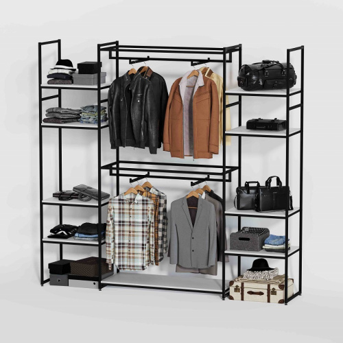 Стеллаж для магазина с белой полкой K2214(ч/б)