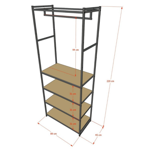 Стеллаж для магазина с белой полкой A2290-19(ч/б) фото 3