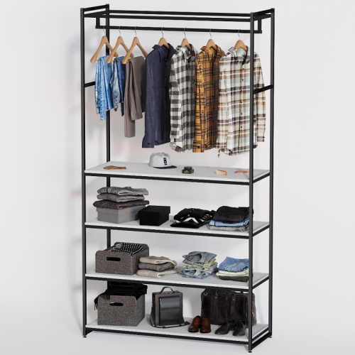 Стеллаж для магазина с белой полкой A22120-19(ч/б) Стеллаж для магазина с белой полкой A22120-19(ч/б)