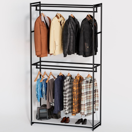 Стеллаж для магазина с белой полкой A22120-04(ч/б) Стеллаж для магазина с белой полкой A22120-04(ч/б)