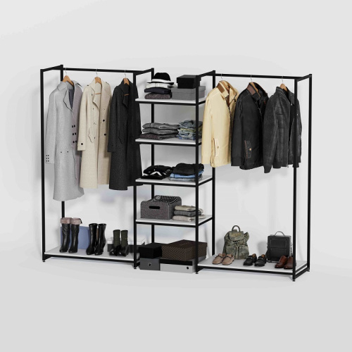 Стеллаж для магазина с белой полкой K1703(ч/б) Стеллаж для магазина с белой полкой K1703(ч/б)