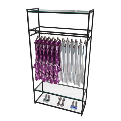 Стеллаж для магазина с полкой из стекла AС22120-13(черн)