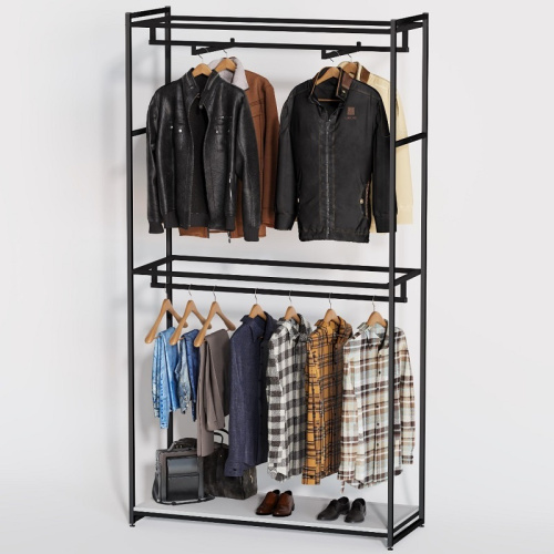 Стеллаж для магазина с белой полкой A22120-05(ч/б) Стеллаж для магазина с белой полкой A22120-05(ч/б)