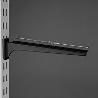 Полкодержатель с двойным зацепом, двухсторонний Длина: 300 мм Цвет: черный муар