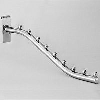 Кронштейн наклонный для торговой решетки хром, 9 шариков, 400 мм 8502