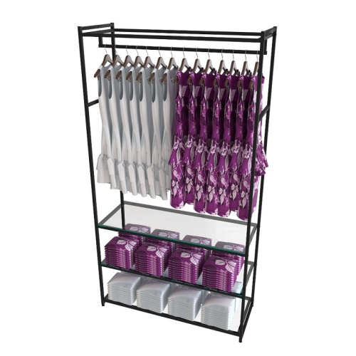 Стеллаж для магазина с полкой из стекла AС22120-11(черн)