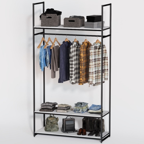 Стеллаж для магазина с белой полкой A22120-14(ч/б) Стеллаж для магазина с белой полкой A22120-14(ч/б)