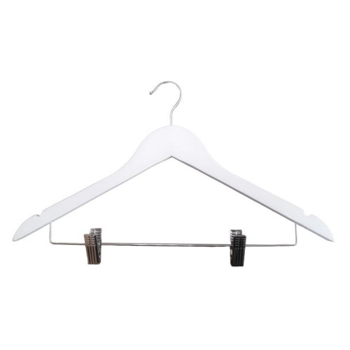 Плечики (вешалка) деревянные с зажимами для одежды 66NB(бел) Плечики (вешалка) деревянные с зажимами для одежды 66NB(бел)