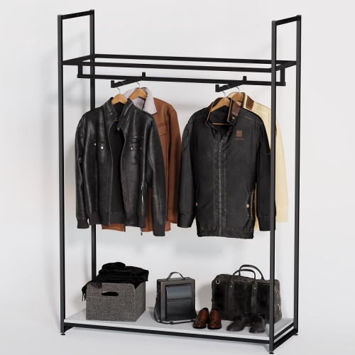 Стеллаж для магазина с белой полкой A17120-01(ч/б) Стеллаж для магазина с белой полкой A17120-01(ч/б)