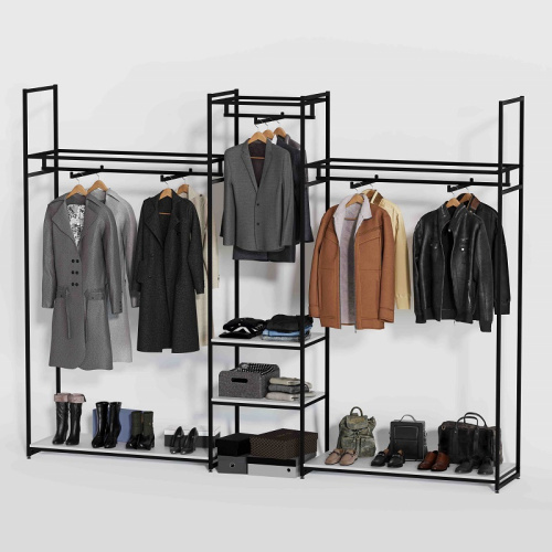 Стеллаж для магазина с белой полкой K2206(ч/б) Стеллаж для магазина с белой полкой K2206(ч/б)