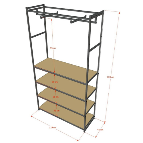Стеллаж для магазина с черной полкой A22120-18(ч/ч) фото 3