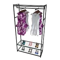 Стеллаж для магазина с полкой из стекла AС22120-08(черн)